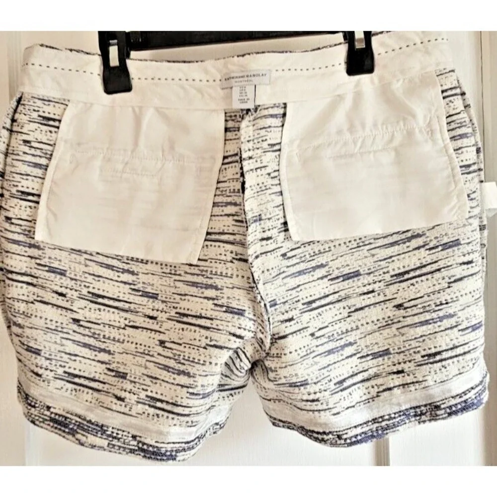 Katherine Barclay MONTREA striped silver thread tweed textured shorts women Sz 6